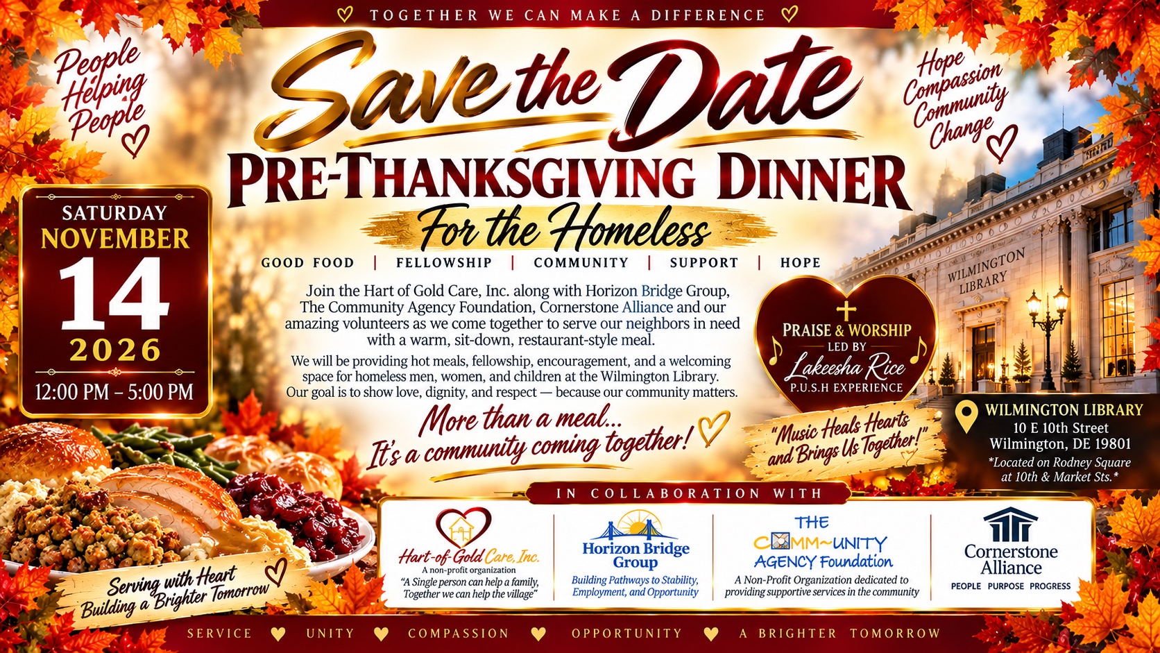 Save the Date — Pre-Thanksgiving Dinner, Nov. 14th
